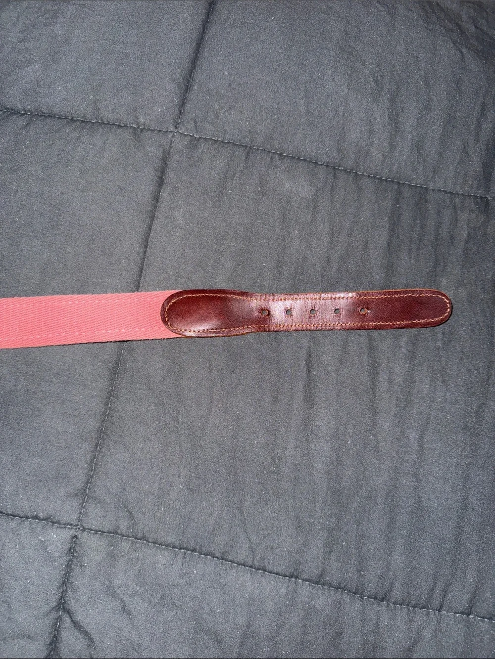 Preston Navy & Red Woven Strap Belt with Brown Leather